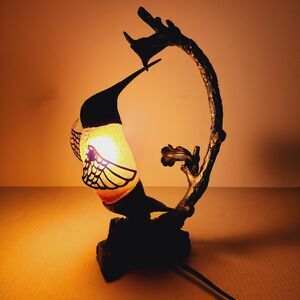 Hummingbird Bedside Lamp Night Light Decorative Resin 2004 Amber Bronze *Read